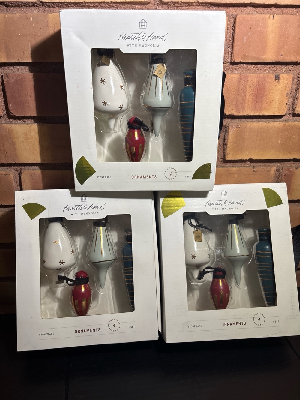 Hearth & Hand With Magnolia 3 Sets of 4 Stoneware Christmas Ornaments Retired